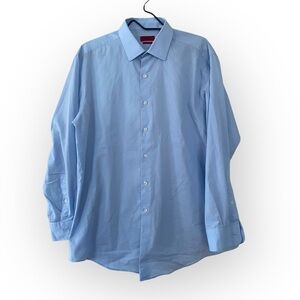 Alfani Blue Fitted Stretch Button Down Dress Shirt Men’s Size 16.5 32-33